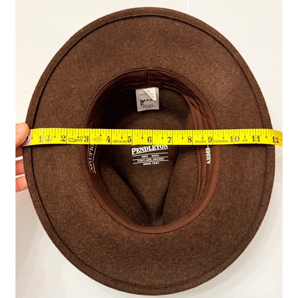 Pendleton Dark Brown Wool Felt Fedora Western Outback Hat - M - Picture 9 of 12